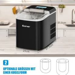 Eiswürfelmaschine Ice Maker Eismaschine Eiswürfelbereiter inkl. Eiswürfelschaufel Eiswürfel Schwarz
