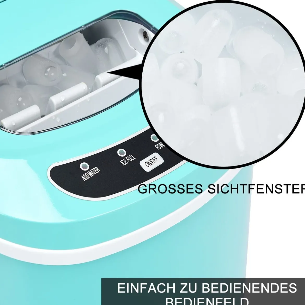 Eiszubereiter Maschine Tragbare Eismaschine mit 2,2 L Wassertank 24 x 33 x 36 cm Grün