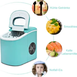 Eiszubereiter Maschine Tragbare Eismaschine mit 2,2 L Wassertank 24 x 33 x 36 cm Grün