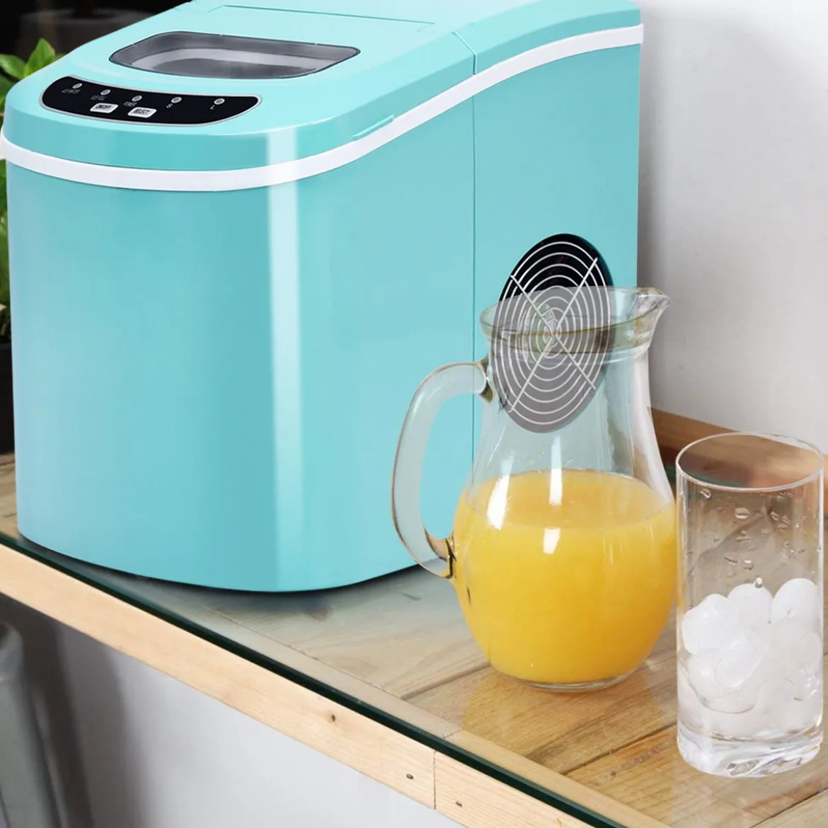 Eiszubereiter Maschine Tragbare Eismaschine mit 2,2 L Wassertank 24 x 33 x 36 cm Grün