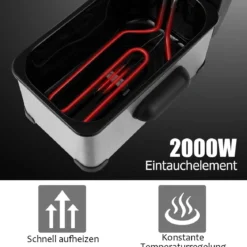 Elektrische Fritteuse Heißluftfritteuse 3L Edelstahl Sichtfenster 60min Timer Silber