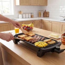 Elektrische Grillplatte Tischgrill mit Antihaftbeschichtung & Integriertem Thermostat 1400-1600W