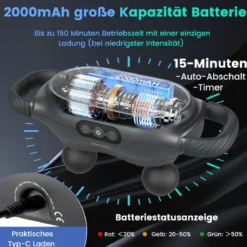 Elektrische Handmassagegeräte Tiefengewebe mit 3 Massageköpfen & 3 Modi Massagepistole zur Muskelentspannung von Schultern Beine Rücken