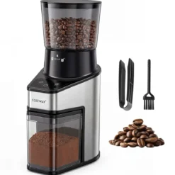 Elektrische Kaffeemühle mit Kegelmahlwerk Espressomühle mit 60 Mahlgrade 1-60S Timer und 1-8 Tassen