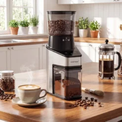Elektrische Kaffeemühle mit Kegelmahlwerk Espressomühle mit 60 Mahlgrade 1-60S Timer und 1-8 Tassen