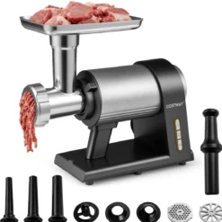Elektrischer Fleischwolf 2000W Hackfleisch maschine mit 3 Wurstfüllrohren 3 Lochscheiben Kebbe-Set Schwarz