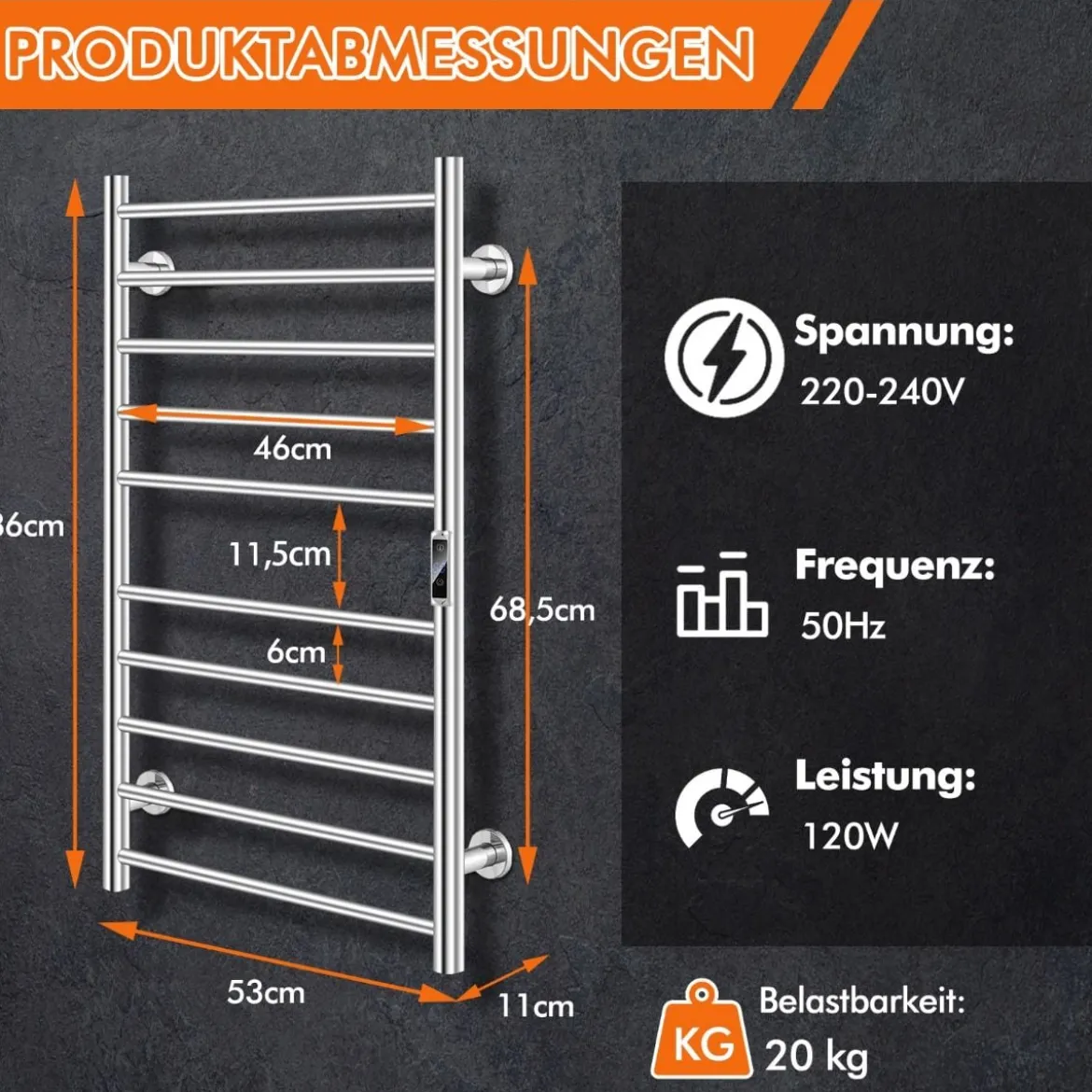 Elektrischer Handtuchwärmer mit 8 Stunden Timer & Überhitzungsschutz & LED Display