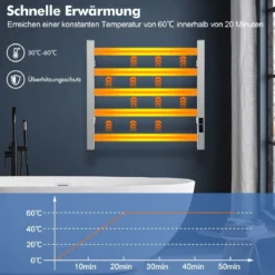 Elektrischer Handtuchwärmer mit 8 Stunden Timer & Überhitzungsschutz & Wasserdicht Silber