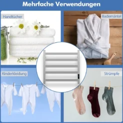 Elektrischer Handtuchwärmer mit 8 Stunden Timer & Überhitzungsschutz & Wasserdicht Silber