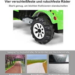 Elektrischer Kinder-Gabelstapler batteriebetriebener Kinder-Bagger mit 2 Geschwindigkeiten Sitzbagger Grün
