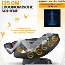 Elektrischer Massagesessel verstellbarer Shiatsu-Sessel 143 x 77 x 111 cm Kaffee