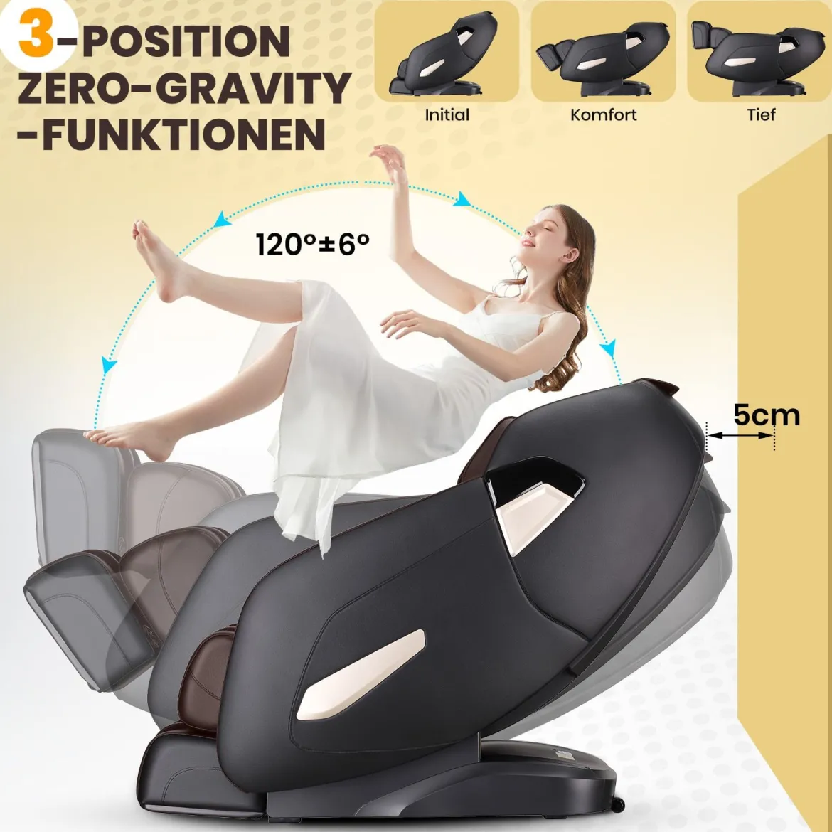 Elektrischer Massagesessel verstellbarer Shiatsu-Sessel 143 x 77 x 111 cm Kaffee