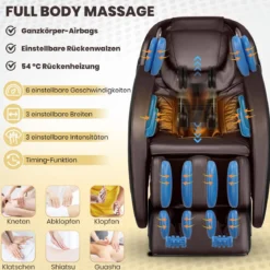Elektrischer Massagesessel verstellbarer Shiatsu-Sessel 143 x 77 x 111 cm Kaffee
