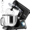 Elektrischer Standmixer Küchenmaschine mit Knethaken kippbarem Kopf Edelstahl Schwarz
