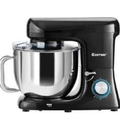 Elektrischer Standmixer Küchenmaschine mit Knethaken kippbarem Kopf Edelstahl Schwarz
