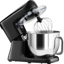 Elektrischer Standmixer Küchenmaschine mit Knethaken kippbarem Kopf Edelstahl Schwarz