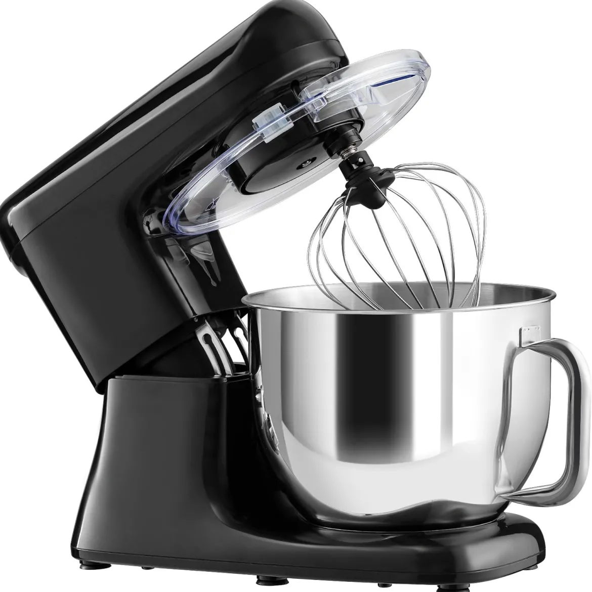 Elektrischer Standmixer Küchenmaschine mit Knethaken kippbarem Kopf Edelstahl Schwarz