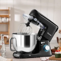 Elektrischer Standmixer Küchenmaschine mit Knethaken kippbarem Kopf Edelstahl Schwarz