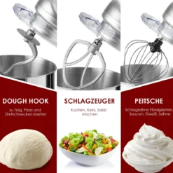 Elektrischer Standmixer mit kippbarem Kopf 1400W Kupfermotor 37 x 19 x 33 cm Silber