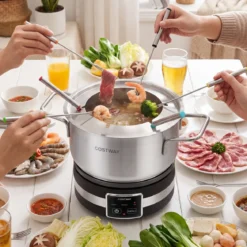 Elektrisches Fondue-Set 1200W Fonduegerät mit Temperaturregle & Abnehmbarem Edelstahl-Topf
