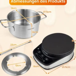 Elektrisches Fondue-Set 1200W Fonduetopf Set mit Abnehmbarem 3L Edelstahltopf