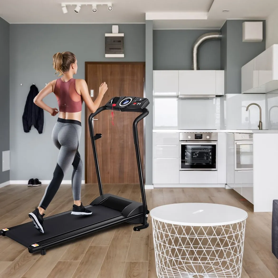 Elektrisches Laufband Klappbar Heimtrainer Rollbar Fitnessgerät LCD Display