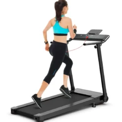 Elektrisches Laufband mit 2 Modi 12 Programmen LED-Touchscreen klappbar und rollbar bis 90 kg belastbar Fitnessgerät