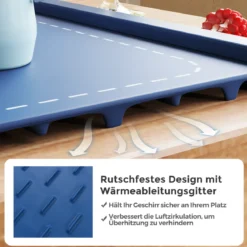 Elektrische Speisewärmungsmatte rollbare Silikon Warmhalteplatte mit einstellbarer Temperatur Blau