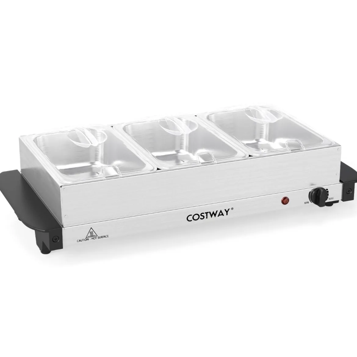 Elektrische Warmhalteplatte mit 3 Abnehmbaren Schalen Edelstahl Speisewärmer Buffetwärmer