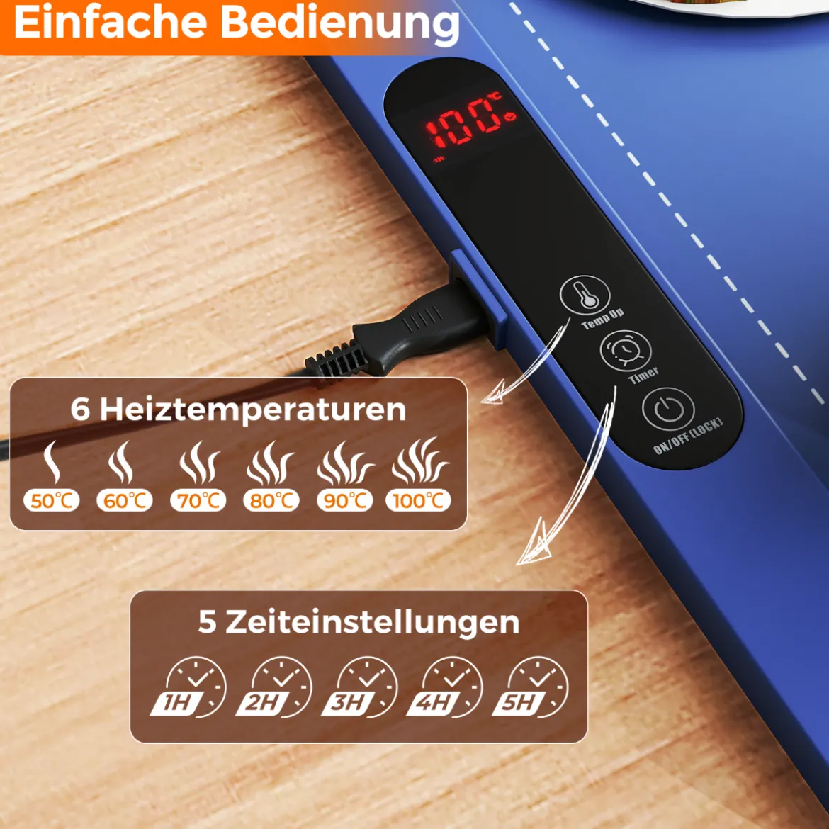Elektrische Wärmematte Silikon für Lebensmittel Rollbare Warmhalteplatte 6 Temperaturregelung von 50℃-100℃