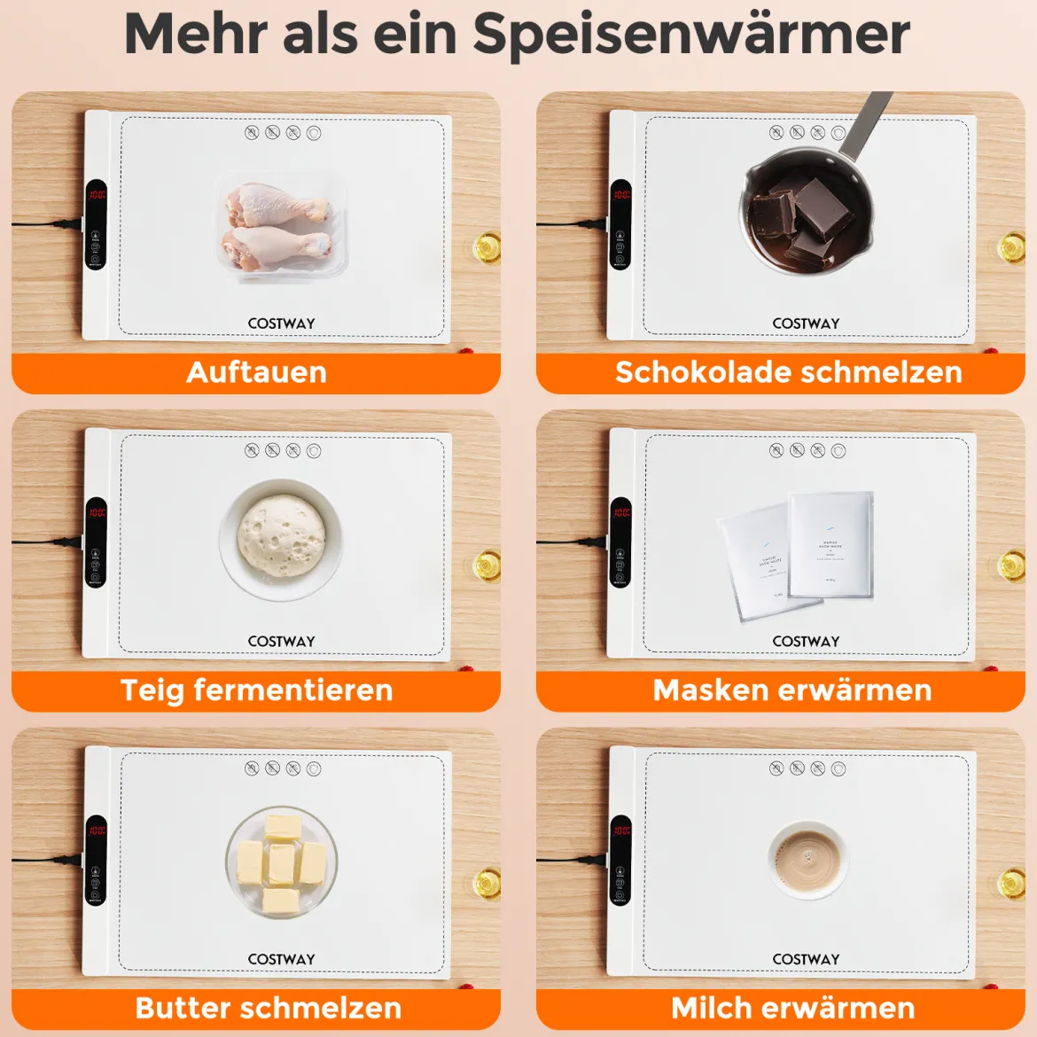 Elektrische Wärmematte Silikon für Lebensmittel Rollbare Warmhalteplatte 6 Temperaturregelung von 50℃-100℃