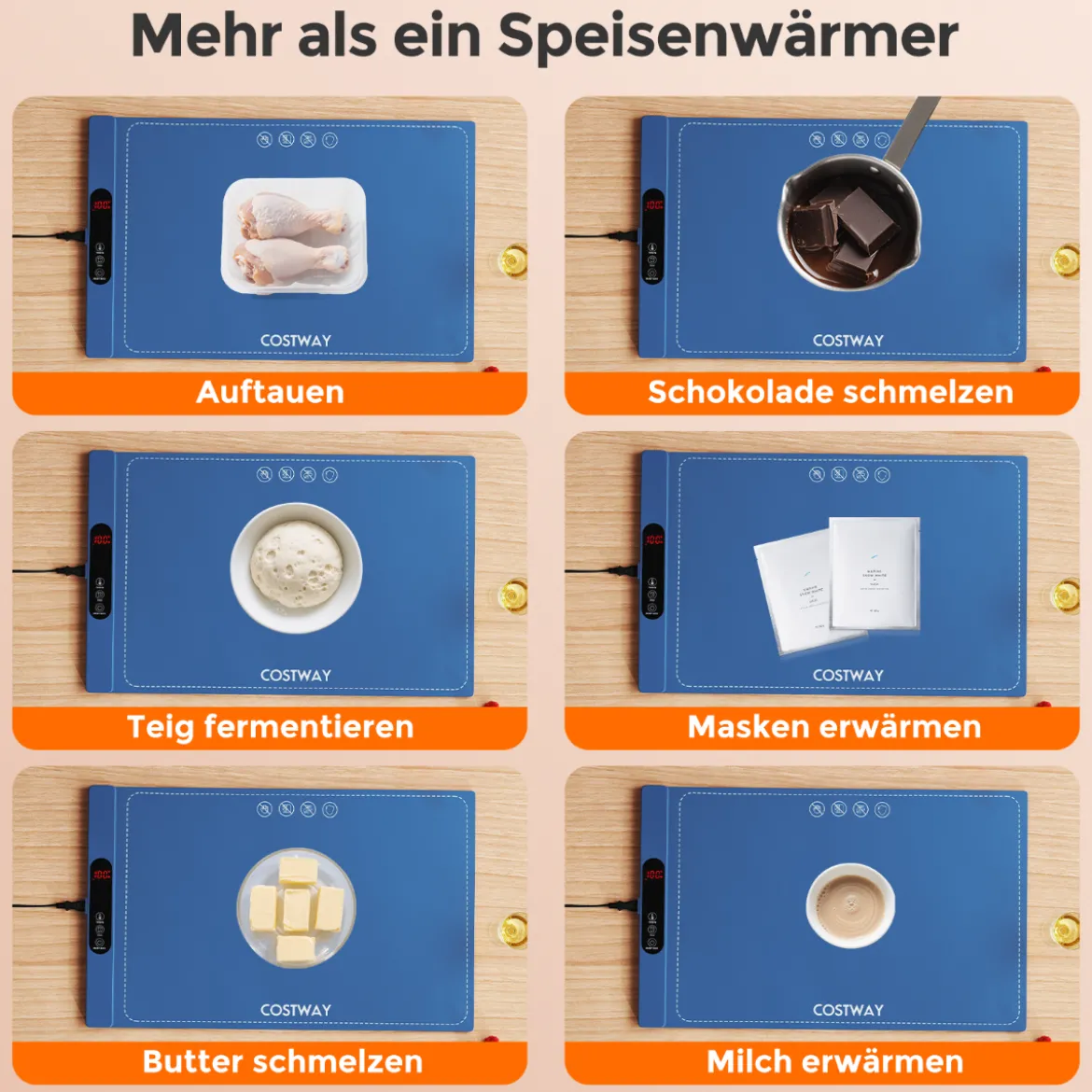 Elektrische Wärmematte Silikon für Lebensmittel Rollbare Warmhalteplatte 6 Temperaturregelung von 50℃-100℃