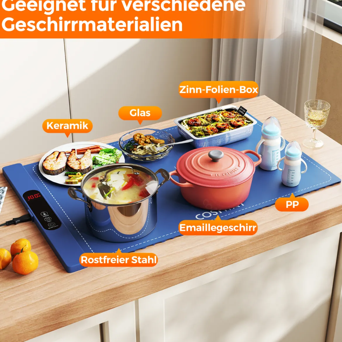 Elektrische Wärmematte Silikon für Lebensmittel Rollbare Warmhalteplatte 6 Temperaturregelung von 50℃-100℃