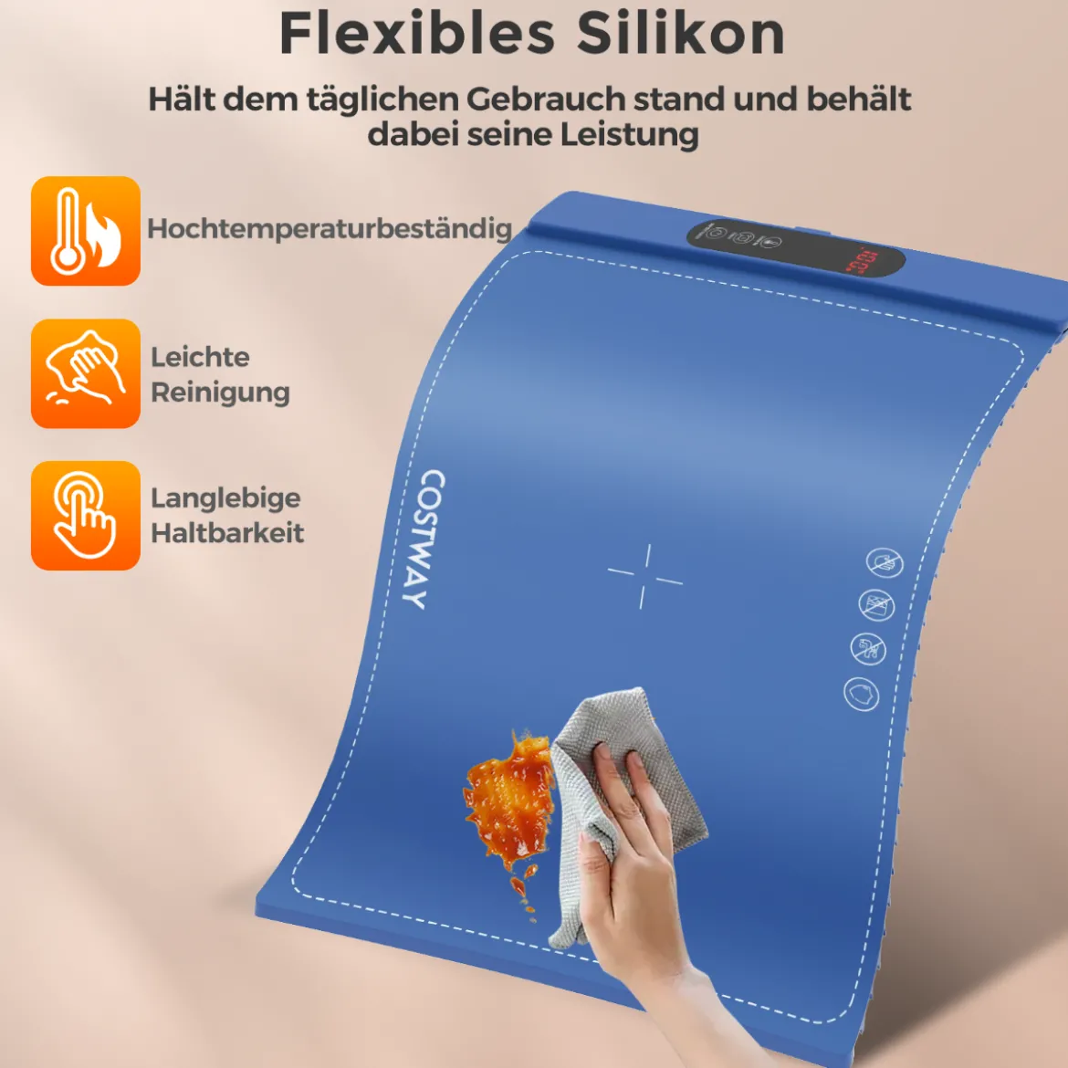 Elektrische Wärmematte Silikon für Lebensmittel Rollbare Warmhalteplatte 6 Temperaturregelung von 50℃-100℃