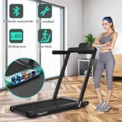 Elektrisch Laufband Heimtrainer Fitnessgerät Display 1-12 km/h Fernbedienung Schwarz