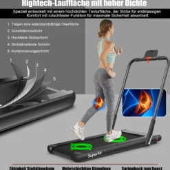 Elektrisch Laufband 1-12km/h LED Display Klappbar Heimtrainer Fitnessgerät 120kg Schwarz