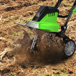 Elektro Bodenhacke mit 6 Hackmesser & 2-Punkt-Sicherheitsschalter 1500W Gartenfräse Grün