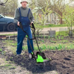 Elektro Bodenhacke mit 6 Hackmesser & 2-Punkt-Sicherheitsschalter 1500W Gartenfräse Grün