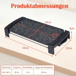 Elektrogrill 2150 W Tischgrill Elektrisch mit Doppelzone für Drinnen und Draußen 44 × 24 cm