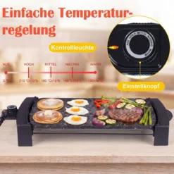 Elektrogrill 2150 W Tischgrill Elektrisch mit Doppelzone für Drinnen und Draußen 44 × 24 cm
