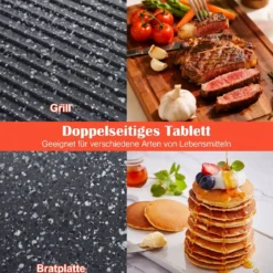 Elektrogrill 2150 W Tischgrill Elektrisch mit Doppelzone für Drinnen und Draußen 44 × 24 cm