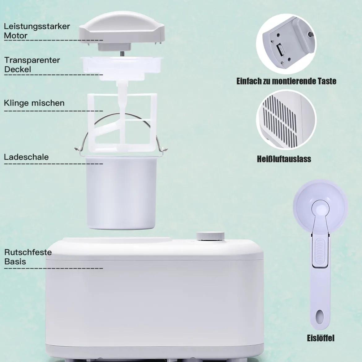 Elektronische Eismaschine 100W automatische Eismaschine mit eingebautem Kompressor Eismaschine Weiß