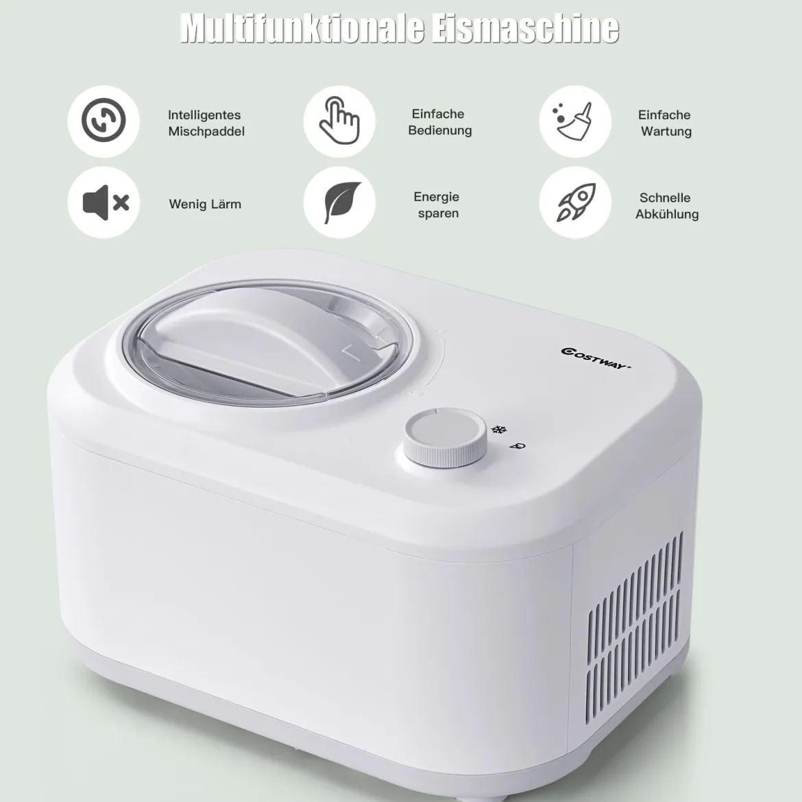 Elektronische Eismaschine 100W automatische Eismaschine mit eingebautem Kompressor Eismaschine Weiß