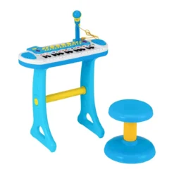 Elektronisches 31-Tasten Kinder Keyboard mit Hocker & Mikrofon für Kinder ab 3 Jahr Blau