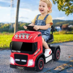 Elektrotruck für Kinder akkubetriebenes 6-V-Aufsitzspielzeug mit höhenverstellbarem Sitz 72 x 31 x 46 cm Rot