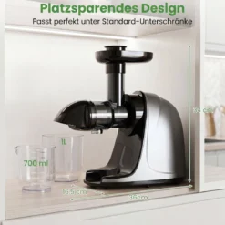 Entsafter Kaltpresse 150 W Slow Juicer Elektrisch mit Umkehrfunktion Saftpresse mit Reinigungsbürste