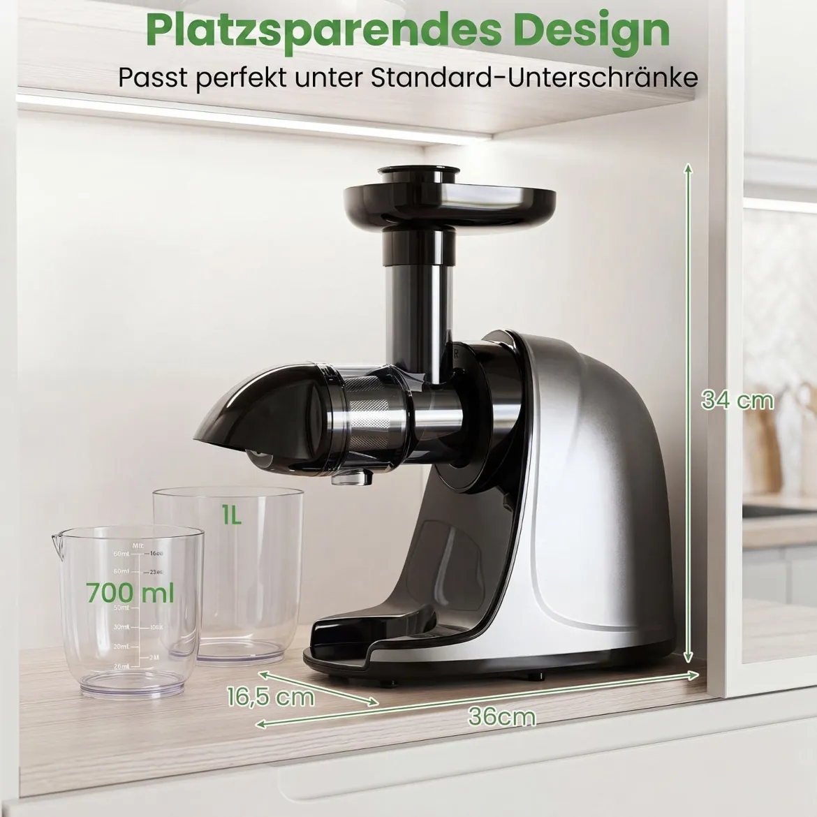Entsafter Kaltpresse 150 W Slow Juicer Elektrisch mit Umkehrfunktion Saftpresse mit Reinigungsbürste