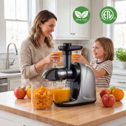 Entsafter Kaltpresse 150 W Slow Juicer Elektrisch mit Umkehrfunktion Saftpresse mit Reinigungsbürste