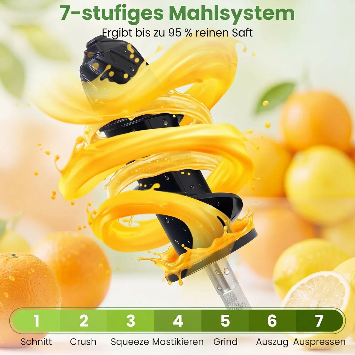 Entsafter Kaltpresse 150 W Slow Juicer Elektrisch mit Umkehrfunktion Saftpresse mit Reinigungsbürste