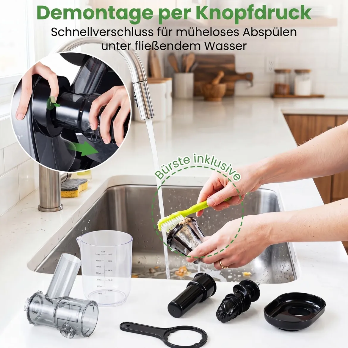 Entsafter Kaltpresse 150 W Slow Juicer Elektrisch mit Umkehrfunktion Saftpresse mit Reinigungsbürste